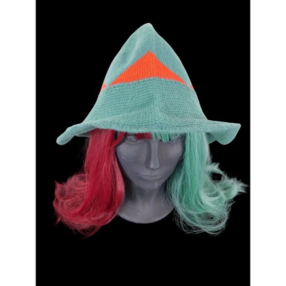 Green Knit Witch Hat - Soft Point Brim - New - Witchcore Cottagecore Hedge Witch - Picture 5 of 12